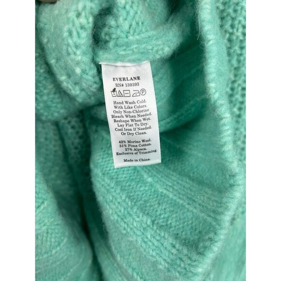 Everlane Women's XL Sweater Mint Green Alpaca & Merino Wool Blend Cable Knit - Picture 9 of 14